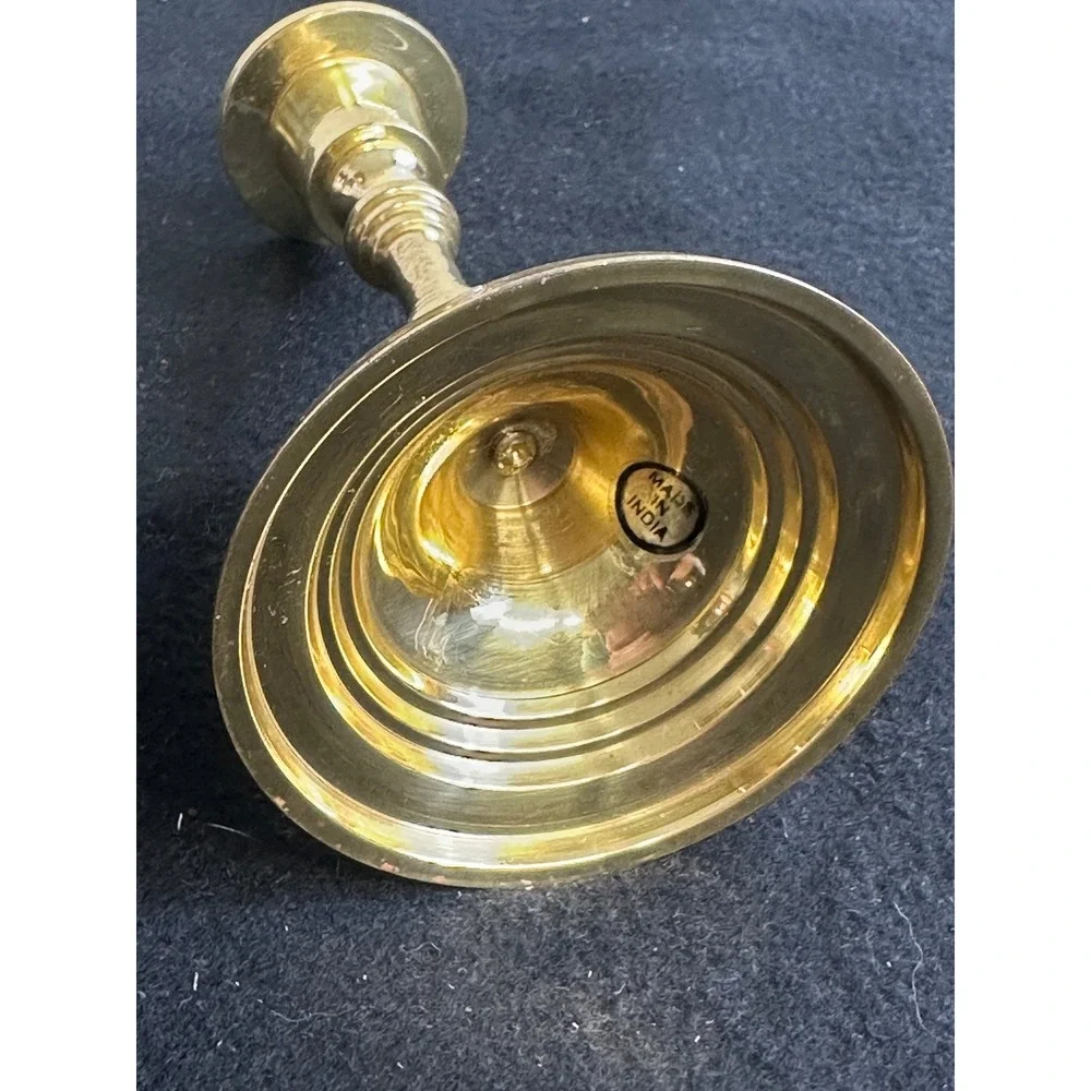 Vintage Solid Brass Candlestick Holder Made in India Taper Candle Stand 5.5 Inch
